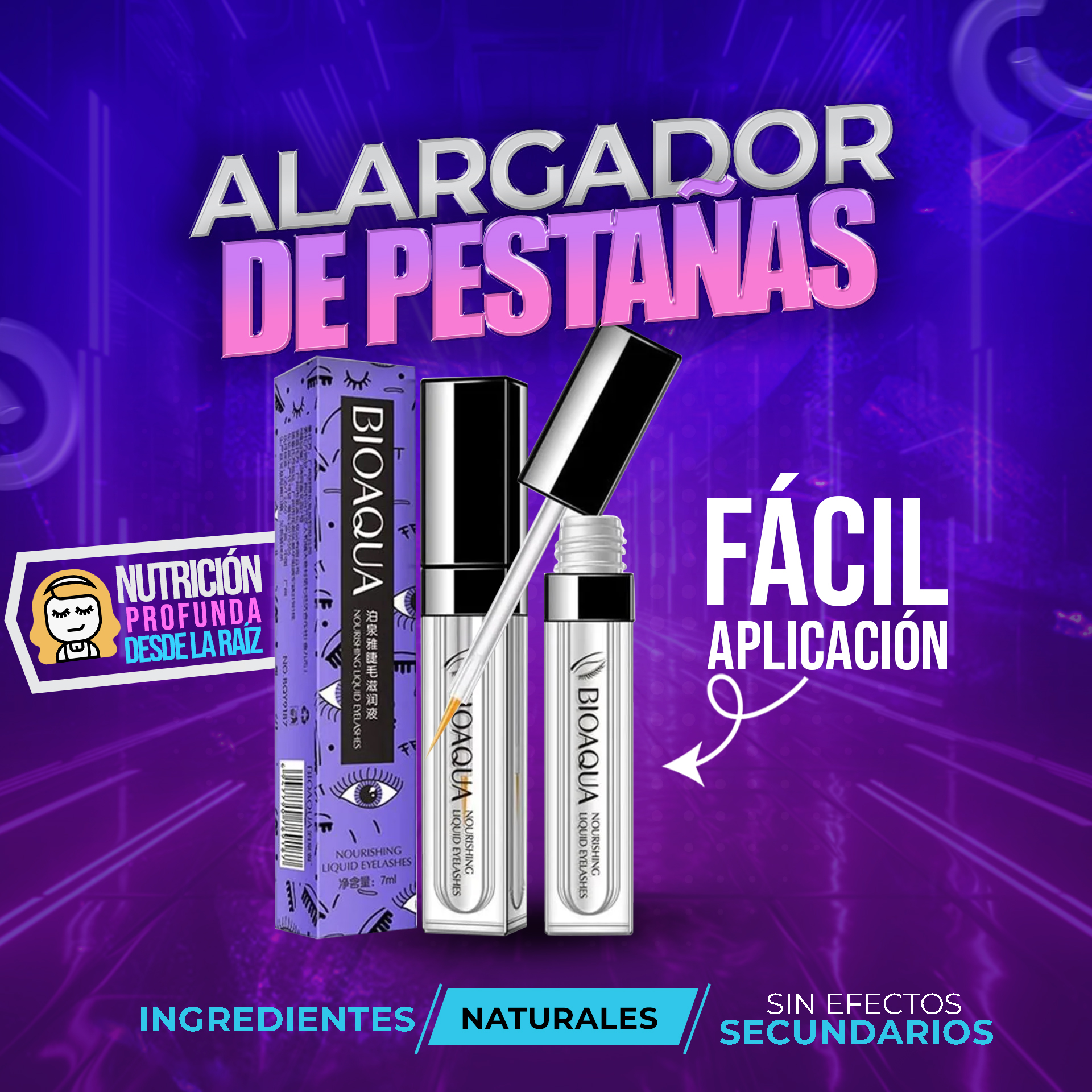 Miniatura 2 de BIOAQUA SERUM CRECIMIENTO PESTAÑAS X 2